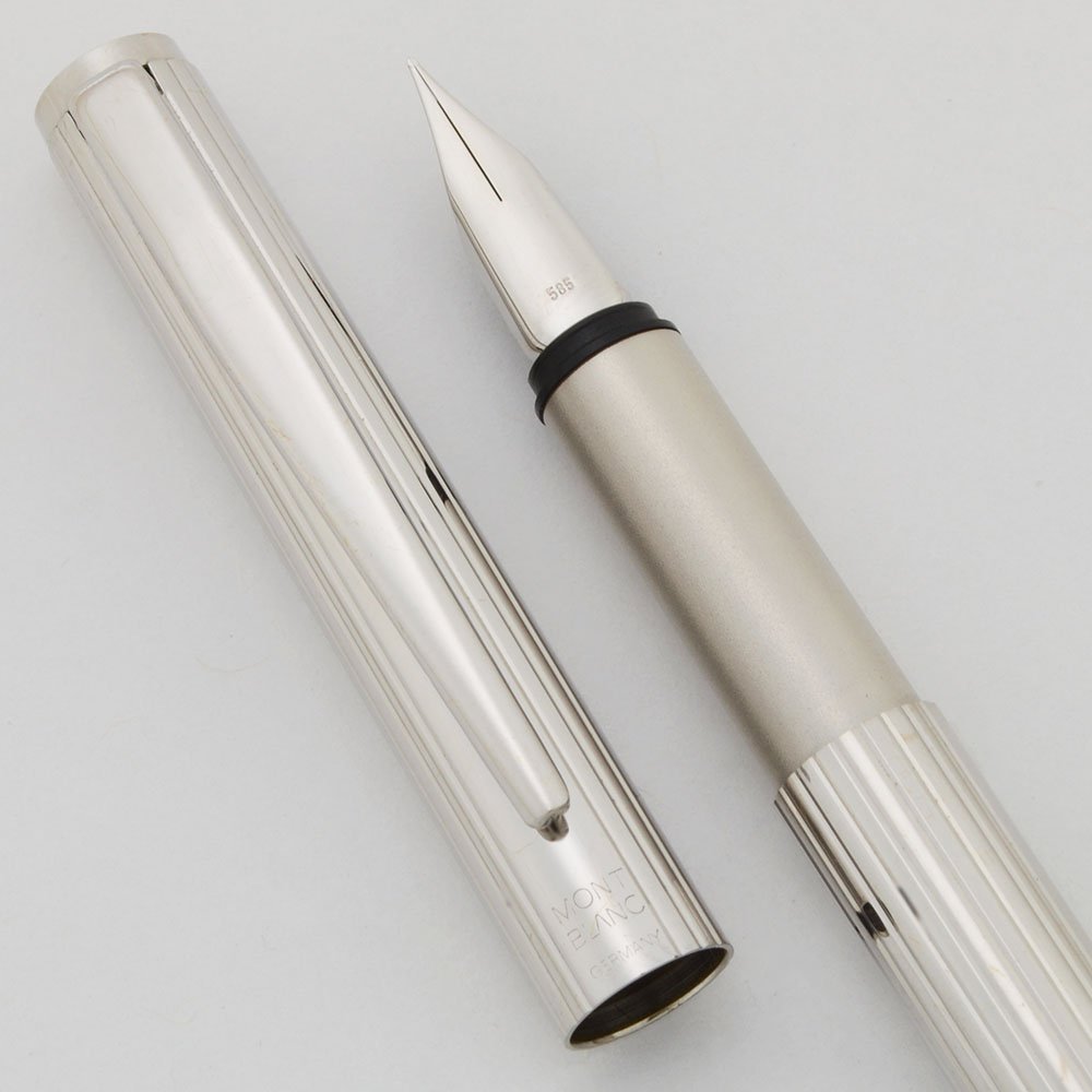 MONTBLANC noblesse 万年筆　スリムライン　ステンレスシルバー￼ Montblanc Noblesse Slimline Fountain Pen - Stainless Steel Lined